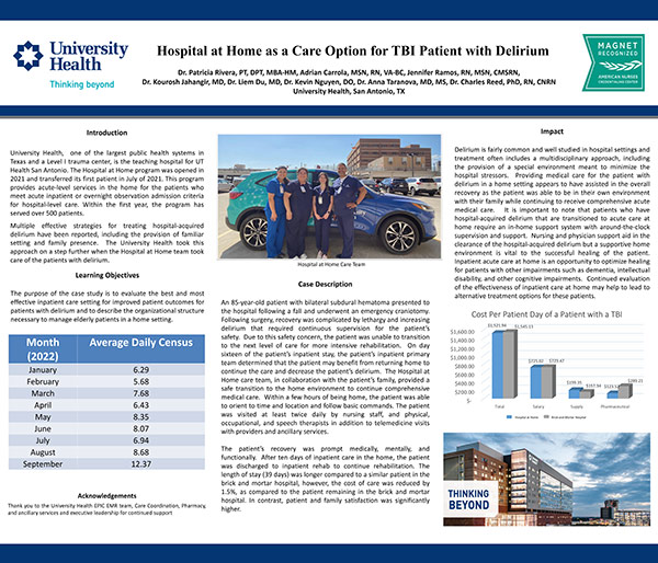 Thumbnail preview of Hospital at Home as a Care Option for TBI Patient with Delirium Poster